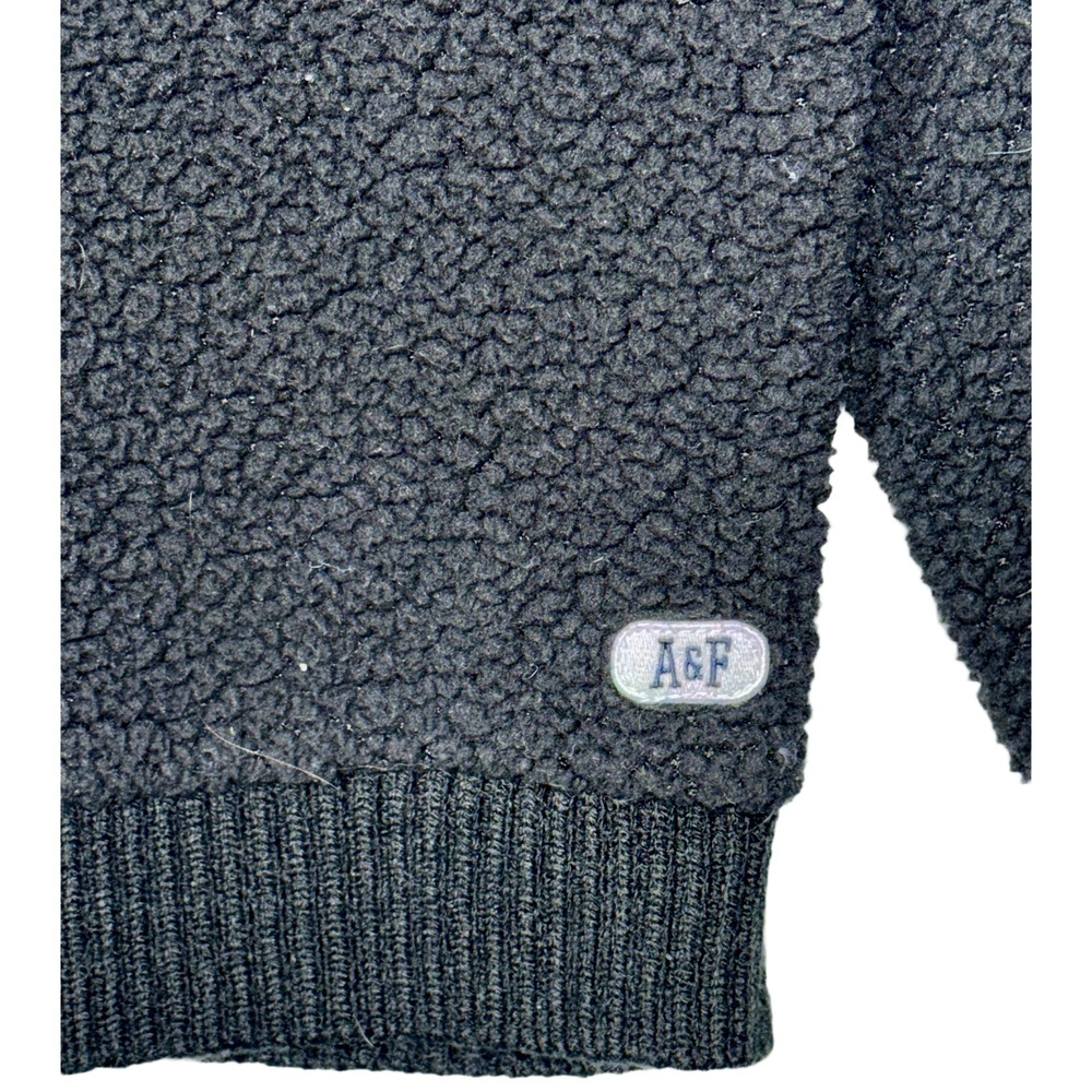 Abercrombie & Fitch Soft AF Sherpa Black Fleece Pullover Crewneck Sweater Size S - Picture 5 of 7